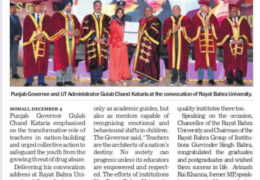 The 9th Convocation of Rayat Bahra University was prominently featured in leading print and electronic media outlets. The comprehensive coverage showcased the success and significance of the event.