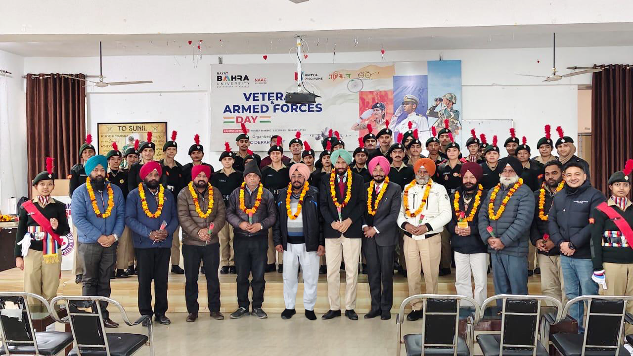 NCC Cadets Salute Veterans at Rayat Bahra University on Armed Forces Day 2026